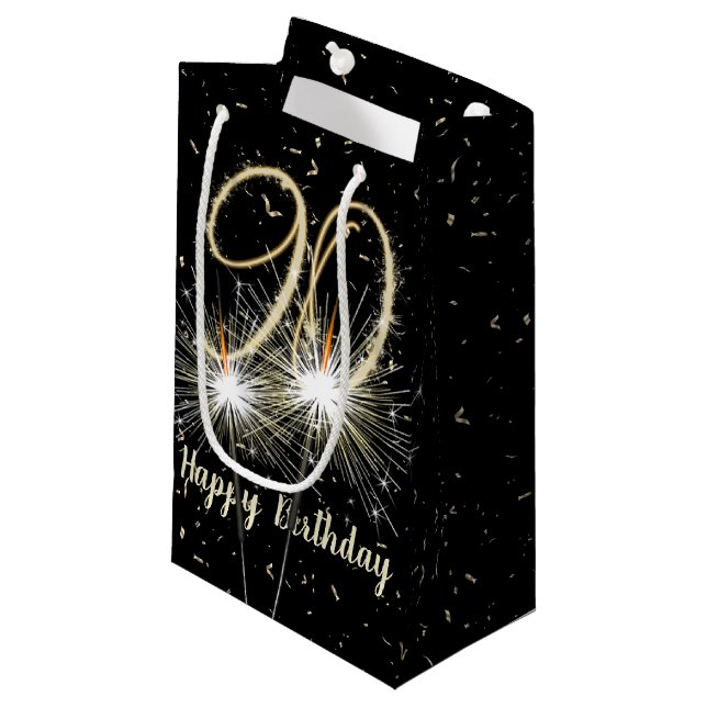 Sacola Para Presentes Pequena 90 Birthday Sparkler A Preto (Frente inclinada)