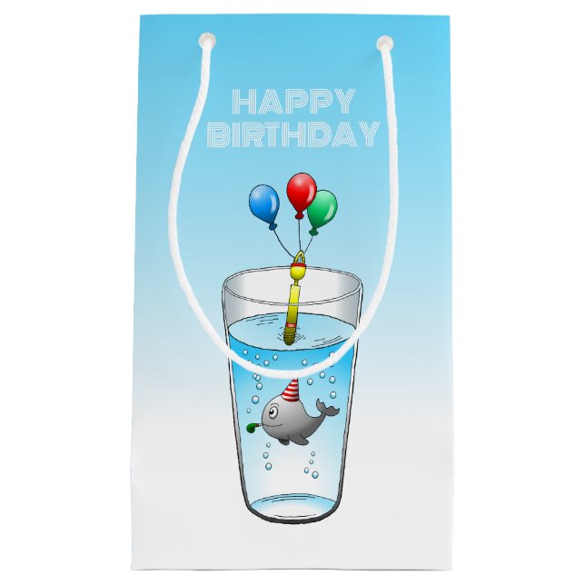 Sacola Para Presentes Pequena A baleia de festas (Frente)