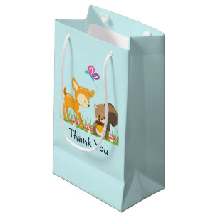 Sacola Para Presentes Pequena A Bela Floresta Cria Cartoon Obrigado