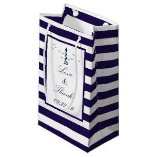 Sacola Para Presentes Pequena A coleção náutica do casamento do farol