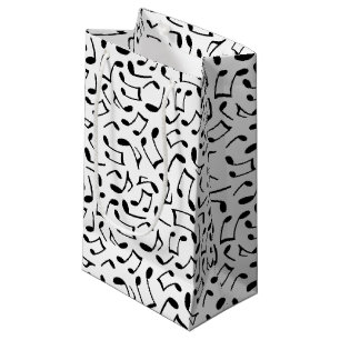 Sacola Para Presentes Pequena A música nota o teste padrão branco e preto