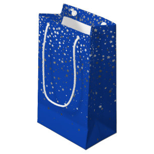 Sacola Para Presentes Pequena A pequeno prata Stars o saco do presente nos azuis