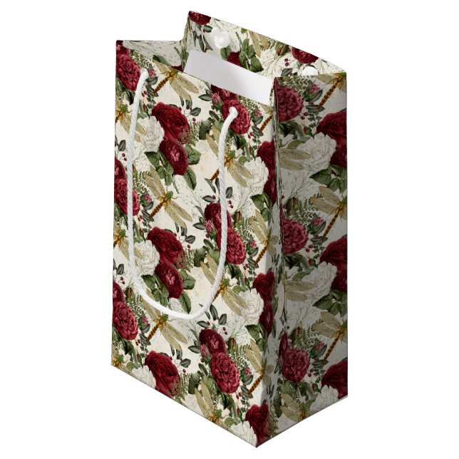 Sacola Para Presentes Pequena A Série Rosa e Libélula (Design 1) (Frente inclinada)