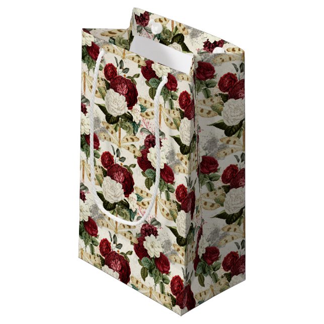 Sacola Para Presentes Pequena A Série Rosa e Libélula (Design 10) (Frente inclinada)