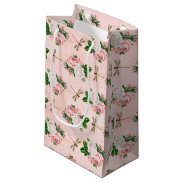 Sacola Para Presentes Pequena A Série Rosa e Libélula (Design 2)