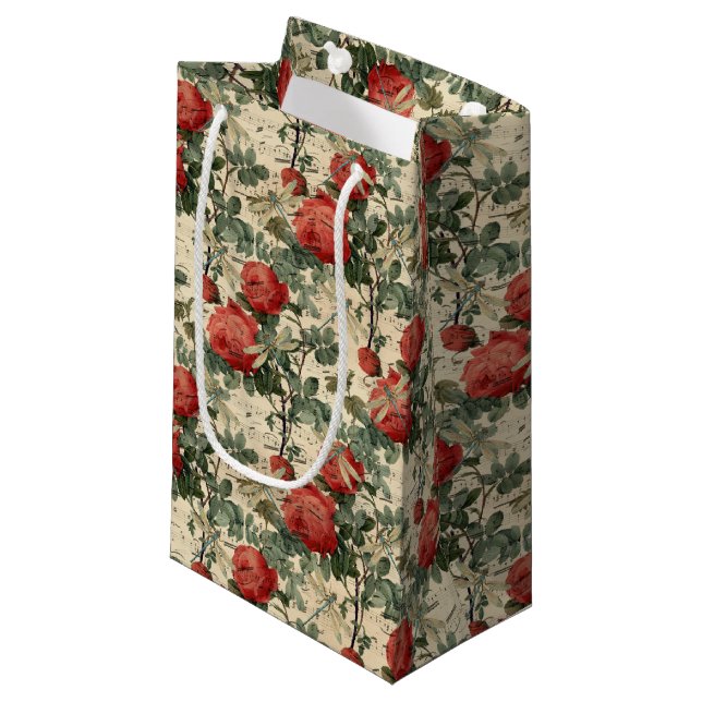 Sacola Para Presentes Pequena A Série Rosa e Libélula (Design 9) (Frente inclinada)