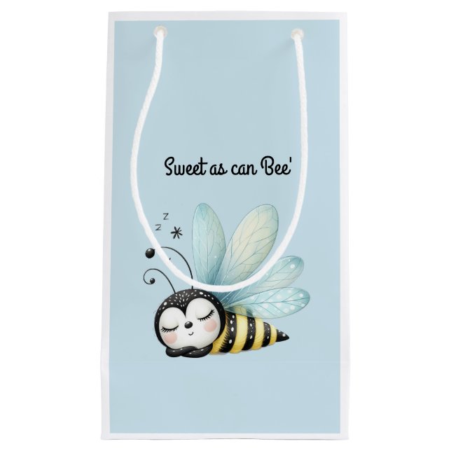 Sacola Para Presentes Pequena Abeja Sonolenta Doce como Pode Ser Abelha (Frente)
