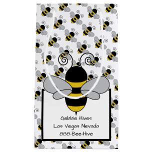 Sacola Para Presentes Pequena Abelha do mel da abelha com bloco de texto