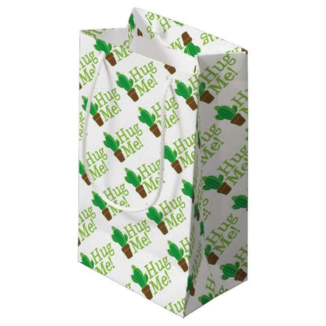 Sacola Para Presentes Pequena abrace-me com cacto (Frente inclinada)