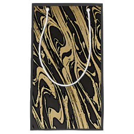 Sacola Para Presentes Pequena Abstract Fluid Art - Black Marble Effect