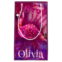 Sacola Para Presentes Pequena Abstrato cor-de-rosa-branco Flamingo personalizado