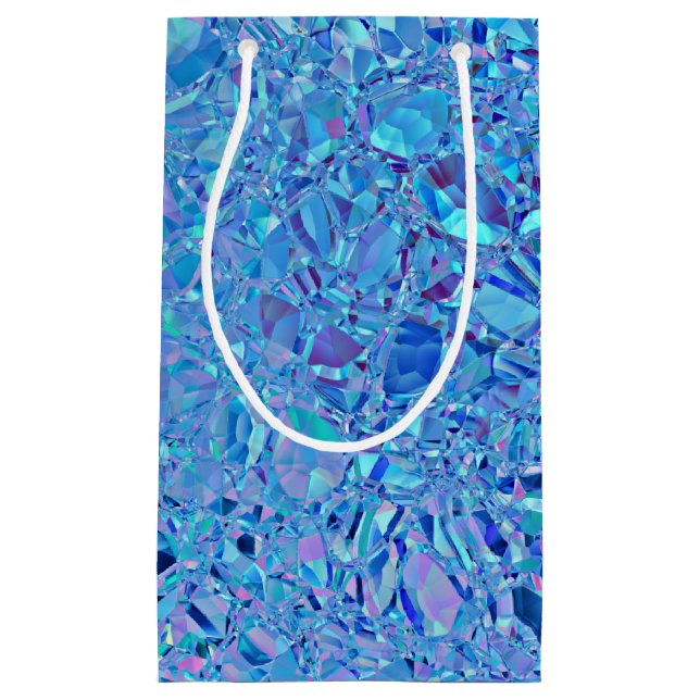 Sacola Para Presentes Pequena Abstrato Crystal Turquoise e Blue (Frente)