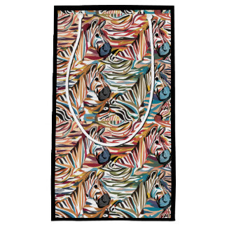 Sacola Para Presentes Pequena Abstrato de Impressão de Zebra Colorida legal