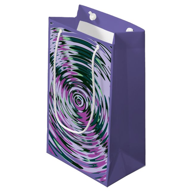 Sacola Para Presentes Pequena Abstrato de presente roxo e verde rola rodot com b (Frente inclinada)