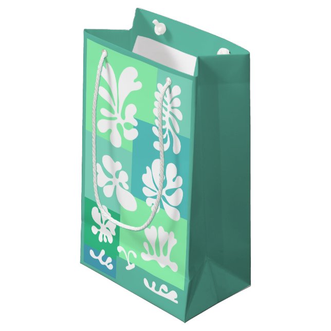 Sacola Para Presentes Pequena Abstrato personalizado forma Design em verde | (Frente inclinada)