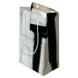 Sacola Para Presentes Pequena Abstrato, pintura a preto e branco