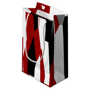 Sacola Para Presentes Pequena Abstrato preto e branco vermelho