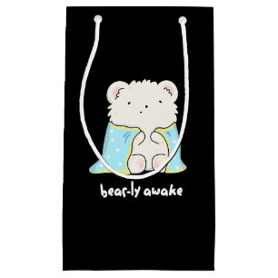 Sacola Para Presentes Pequena Acorda Engraçado Urso Sonolento Pun Escuro BG