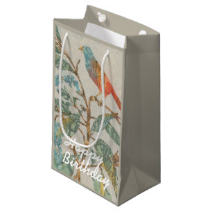 Sacola Para Presentes Pequena Adicionar Seu Texto Colagem Aviária II