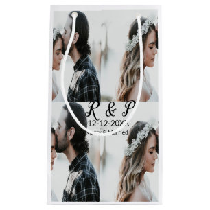 Sacola Para Presentes Pequena Adicione foto de casal feliz casado adicione data