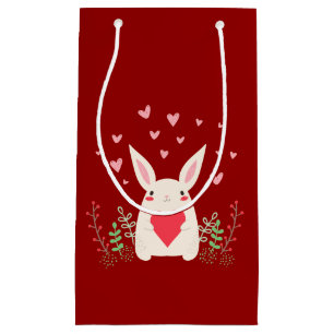 Sacola Para Presentes Pequena Adorando Snuggly Kawaii Bunny Personalizado