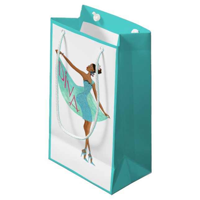 Sacola Para Presentes Pequena "African American Diva Fashionista" Gift Bag (Frente inclinada)