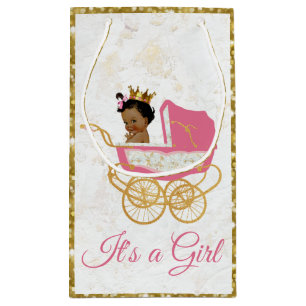 Sacola Para Presentes Pequena Africano Princess cor-de-rosa & Shimmer Dourado