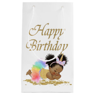 Sacola Para Presentes Pequena Afro-Americano Baby Unicorn Gift Bag