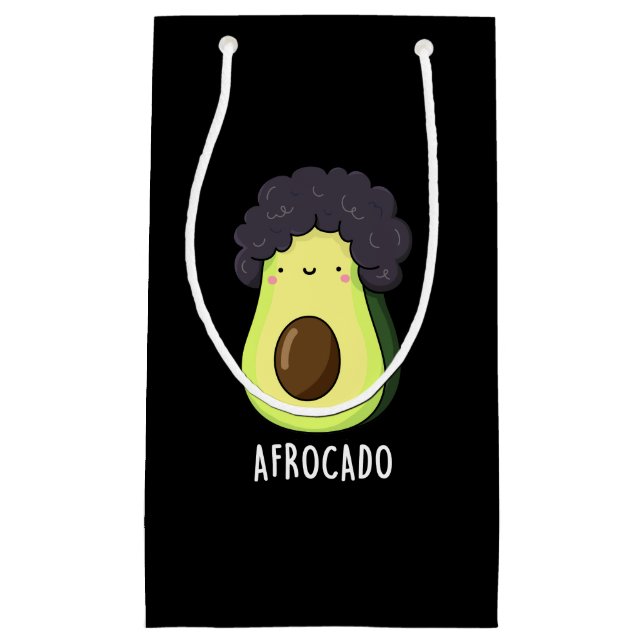 Sacola Para Presentes Pequena Afrocado Engraçado Avocado com Afro Pun Dark BG (Frente)