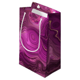 Sacola Para Presentes Pequena Ágata Abstrata de Ametista Roxa e Ouro