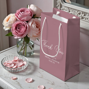 Sacola Para Presentes Pequena Agradecimento Minimalista para Chá de Noiva Rosa E