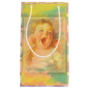 Sacola Para Presentes Pequena Aguardando o chá de fraldas de vintagem do bebê