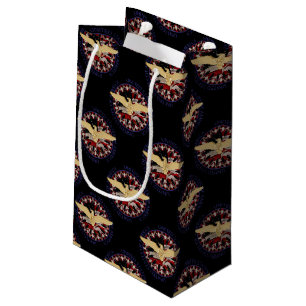 Sacola Para Presentes Pequena Águia e bandeira dos EUA, Black-Blue-Gift Bag S