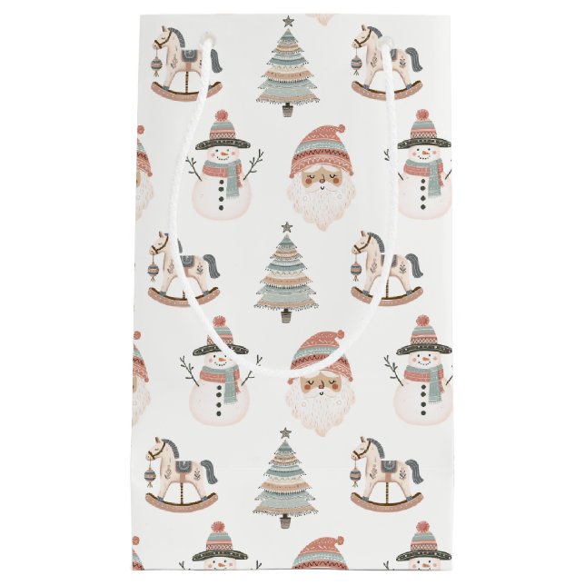 Sacola Para Presentes Pequena Alegria de Natal Boho Férias (Frente)
