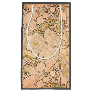 Sacola Para Presentes Pequena Alfonse Mucha Art Nouveau Peonies