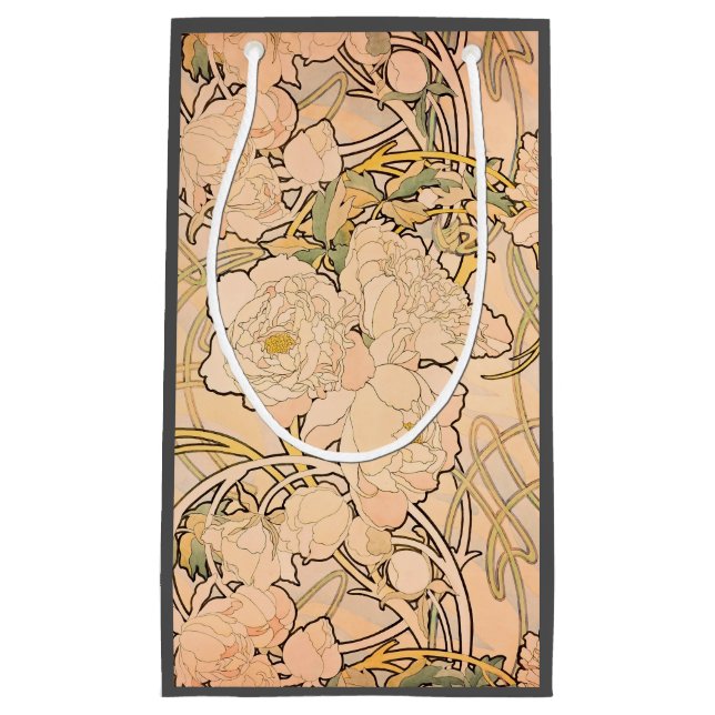Sacola Para Presentes Pequena Alfonse Mucha Art Nouveau Peonies (Frente)
