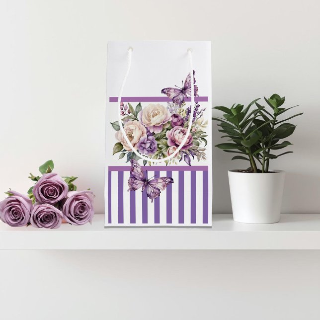 Sacola Para Presentes Pequena Algodão Roxo Pequeno Saco Floral (Criador carregado)