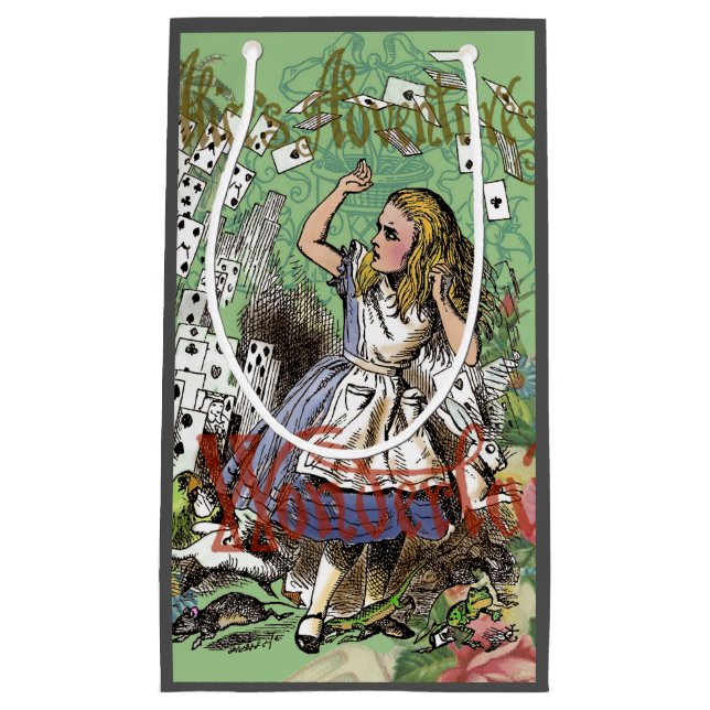 Sacola Para Presentes Pequena alice cards maravilderland hatrabbit (Frente)