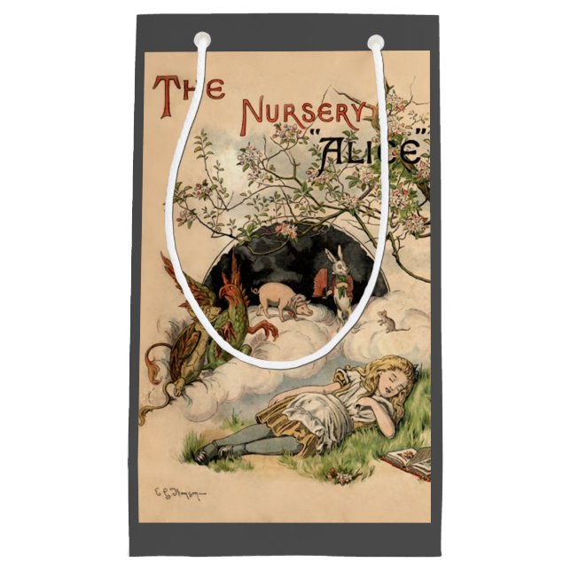 Sacola Para Presentes Pequena Alice nas Ilustrações Clássicas da Maravilha (Frente)