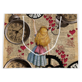 Sacola Para Presentes Pequena Alice no país das maravilhas que viaja a tempo