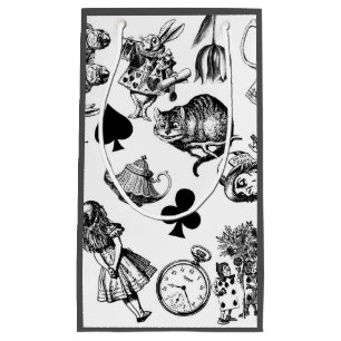 Sacola Para Presentes Pequena Alice White Rabbit Wonderland Cheshire Cat
