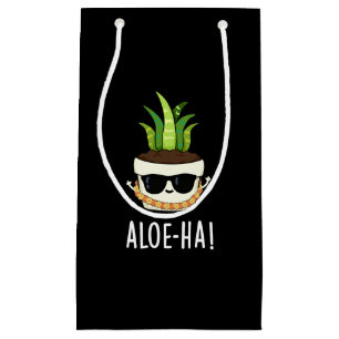 Sacola Para Presentes Pequena Aloe-ha Funny Hawaiian Plant Pun Dark BG