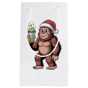 Sacola Para Presentes Pequena Amante do Matcha do Natal do Pé-Grande Sasquatch