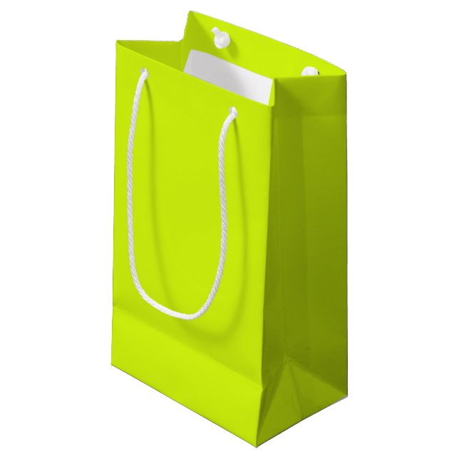 Sacola Para Presentes Pequena amarelo chartreuse cor sólida (Frente inclinada)