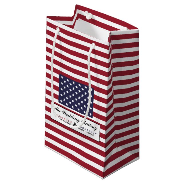 Sacola Para Presentes Pequena American Flag Wedding (Frente inclinada)