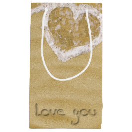 Sacola Para Presentes Pequena "Amo-te" Coração escrito em Areia