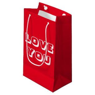 Sacola Para Presentes Pequena Amo-te, vermelho, branco e moderno.