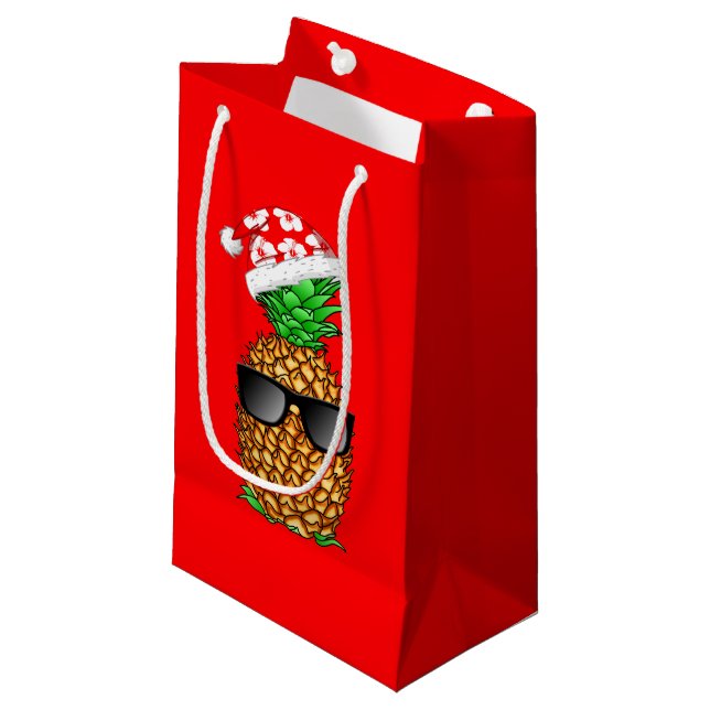 Sacola Para Presentes Pequena Ananás do Papai Noel (Frente inclinada)