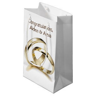 Sacola Para Presentes Pequena Anéis Dourados De Casamento Em Branco