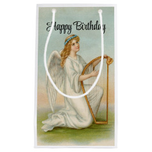 Sacola Para Presentes Pequena Angel com Harp Birthday Gift Bag